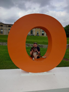 Boxer dog in the Goodwoof sign